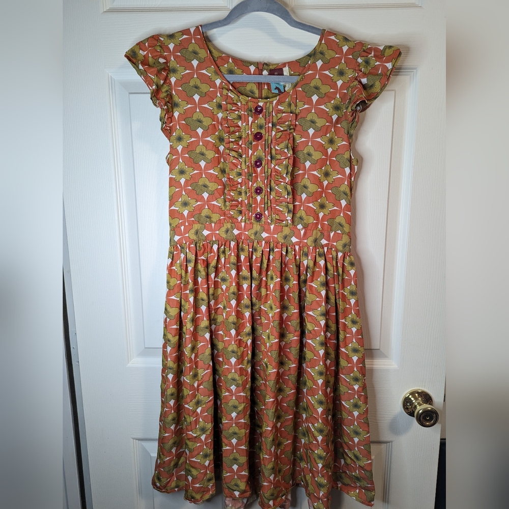 Matilda Jane White And Coral floral print girl teen dress size medium